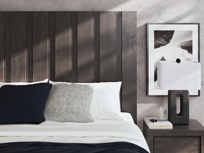 King Panel Storage Bed with Mirrored Dresser and Nightstand