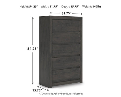 King Panel Storage Bed with Mirrored Dresser and Chest