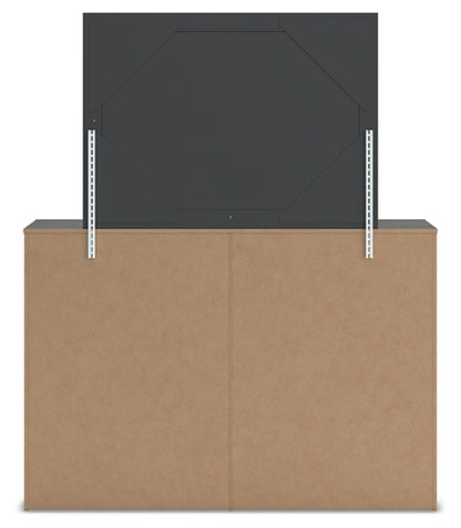 Queen Panel Storage Bed with Mirrored Dresser, Chest and Nightstand