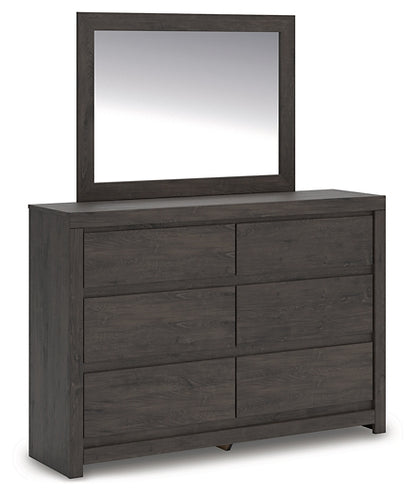 King Panel Bed with Mirrored Dresser, Chest and Nightstand