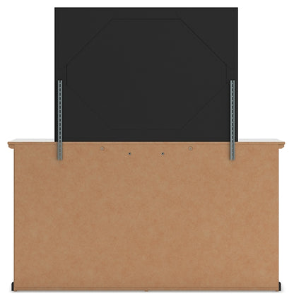 King Panel Bed with Mirrored Dresser, Chest and Nightstand