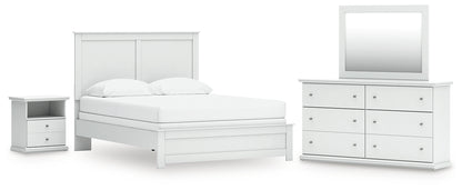 Bostwick Shoals Queen Panel Bed with Mirrored Dresser and Nightstand