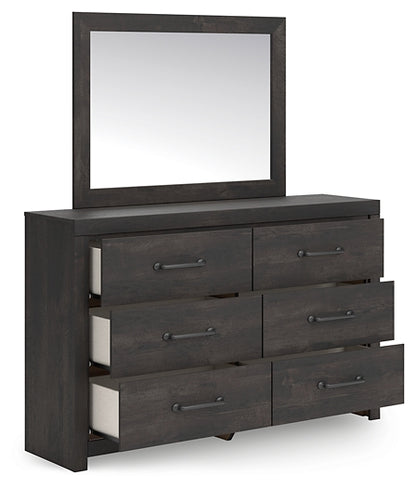 Hollivern Queen Panel Bed with Mirrored Dresser