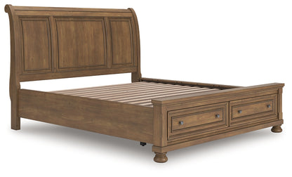 Feddinger California King Storage Sleigh Bed with Mirrored Dresser