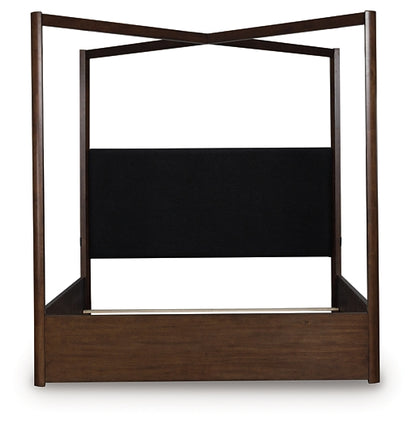 Dilenno King Canopy Bed with Mirrored Dresser